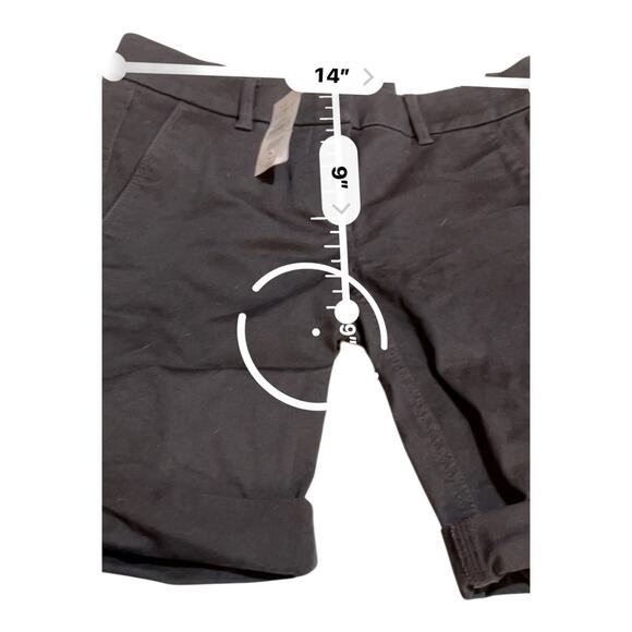 LOFT Womens Bermuda Roll Shorts Size 00P Black Flat Front Mid Rise Zip Fly NWT - Picture 7 of 9